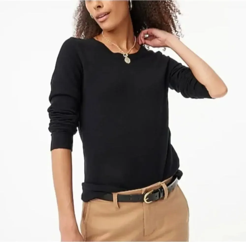 J. Crew Cotton Wool Blend Teddie Sweater Black F5199 Size XS